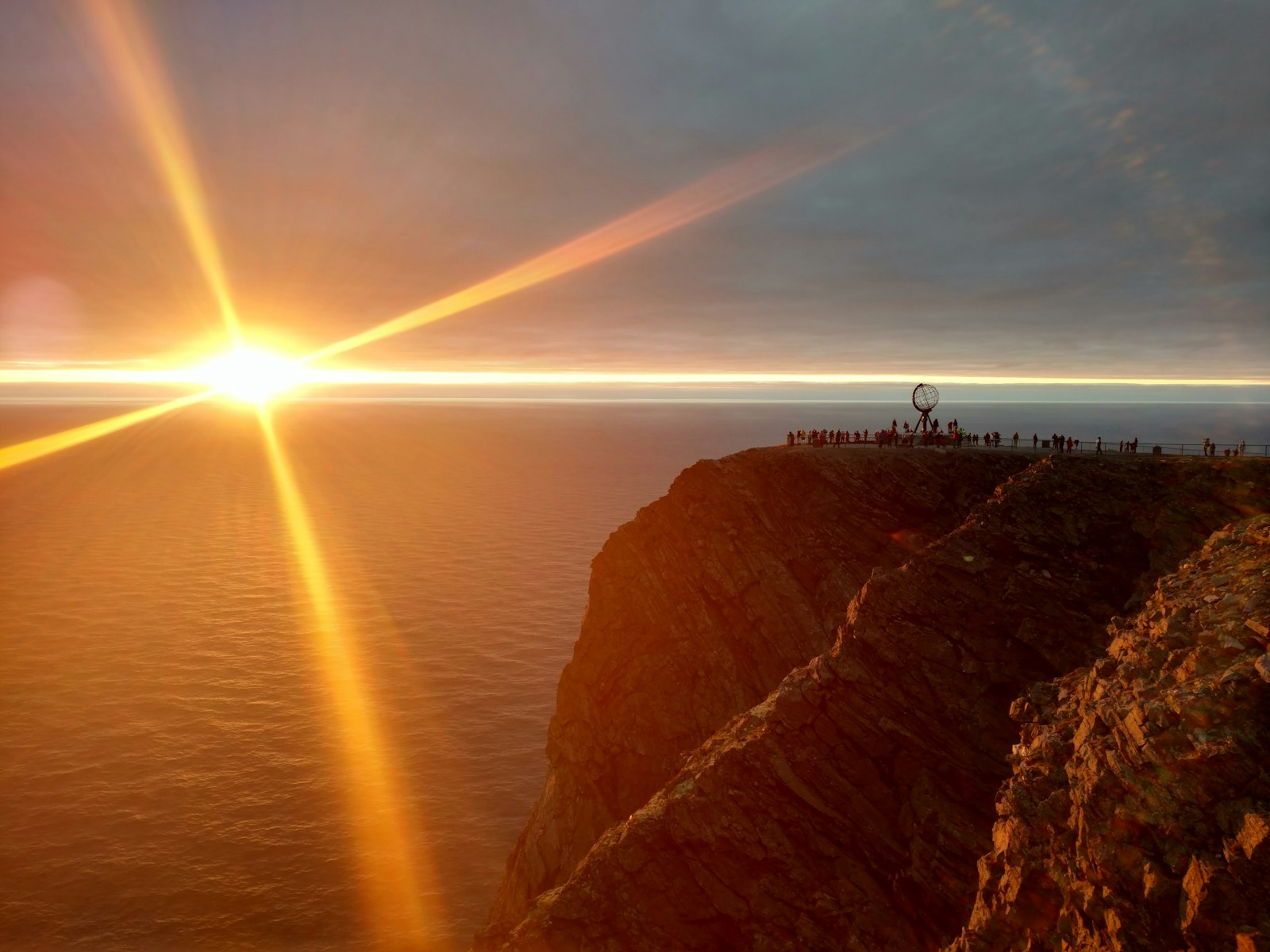 The midnight sun over the sea at the North Cape